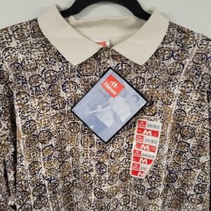Hanes Men's Classic Fit All Over Print Polo Shirt Size Medium NWT